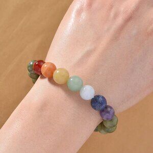 Hand Crafted ✦ Connemara Marble Chakra Bracelet ✦ 140ctw Stretch Beaded 9" Green